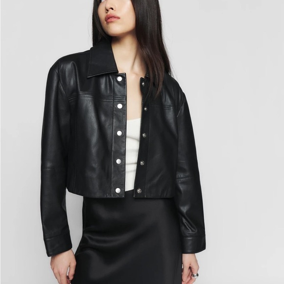 Reformation Jackets & Blazers - Reformation X Veda Clarke Leather Crop Boxy Jacket